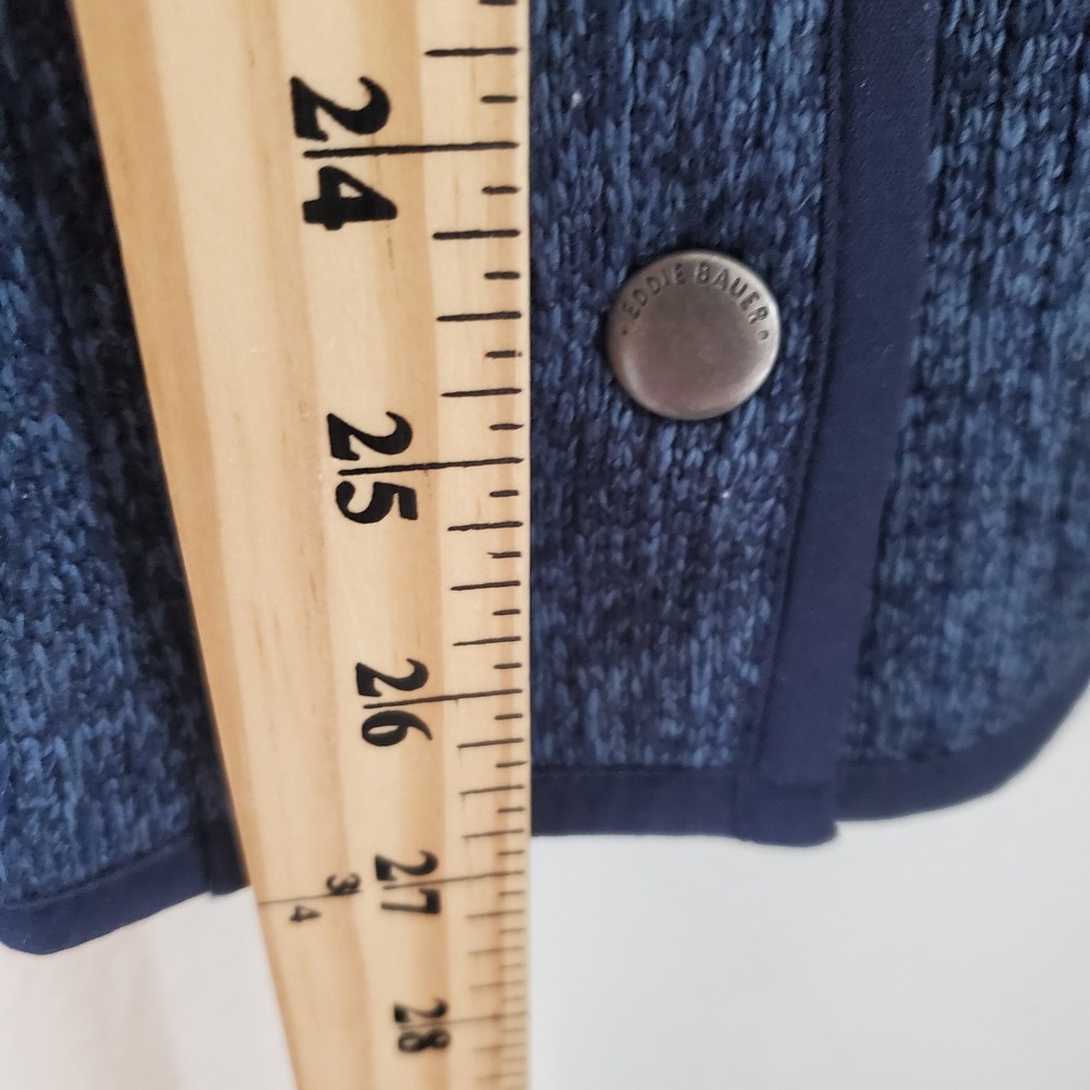 Eddie Bauer Jacket Women Large Heather Blue Radiator Field Barn Sweater Snap Zip - Picture 5 of 8